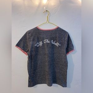 Cute Vans Off the Wall Tee Tshirt pink and Grey Logo Short Sleeve Cotton Stretch